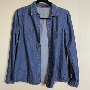 The Limited Dark Wash Chambray Button Up Shirt Size Medium Long Sleeve Casual